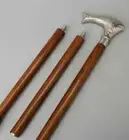 Handmade, Walking stick Silver Fish Head | Solid Wood Shaft