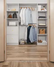 BASEL WALK IN WARDROBE KIT - WHITE - SLIM - ROUND BRASS