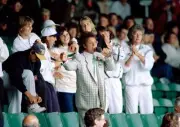 Cliff Richard performs on Centre Court during a rain delay at the - Old Photo 1
