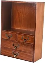 Perfk Storage Cabinet Vintage Tabletop Organizer,Rustic,Decorative Retro Wooden Desktop Storage Box for Pantry Countertops Kitchen