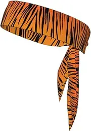 Men's Tiger Stripe Double Sided Sports Scarf with Bow Tie for Running Yoga Exercise