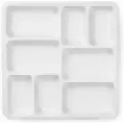 8-Well Ceramic Artist Paint Palette, Square Porcelain Watercolor Palette, White