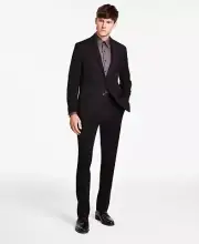 $500 Kenneth Cole Men's Navy Red Slim Fit Suit 42R 35 x 32 yau3024