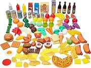 Amazon Basics Pretend Toy Play Food for Kids Ages 3 and Up, Set of 150 Pieces, Multicolor, 27.99 CM(W) x 9.53 CM(H) x 42.06 CM(D)