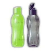 Tupperware Eco Bottle 1L with FlipTop Cap: Black & Green (Bundle of 2) New Stock