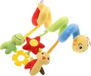 Kisangel Spiral Hanging Soft Plush Doll for Crib and Car Seat Sensory Growth Comfort for Development with Tactile Tags for Stroller Activities
