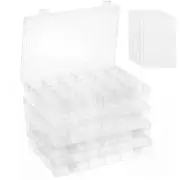4 Pack 36 Grids Plastic Bead Organizer Box with Dividers, Clear Craft Tackle ...
