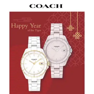 COACH 公司貨經典C字Logo陶瓷日曆女錶-33mmCO14503806