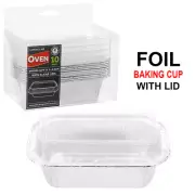 Foil Baking Cup w/ Clear Lid 13.5cm x 8.5cm Aluminium Oven Tray Cupcake Cake Tin