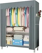 Canvas Wardrobe Bedroom Furniture Cupboard Portable Wardrobe with Hanging Rail, Fabric Cover for Cloakroom, Bedroom, Study