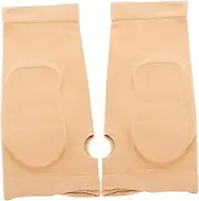FOYTOKI 1Pair Wrist Support Sleeve Compression Brace with Thumb Loop for Carpal Tunnel Sports Fingerless Gel Hand Sleeve Skin Tone Color for Discreet Protection
