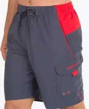 New Speedo Men's Marina Sport Vapor PLUS 9" Swim Trunks Medium Granite Red NWT