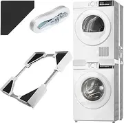 Storystore Washing Machine Stacking kits, Adjustable Washer Dryer Stacking Kit, Washing Machine Shelf with Anti Vibration Feet and Ratchet Ropes Space-Saving Universal