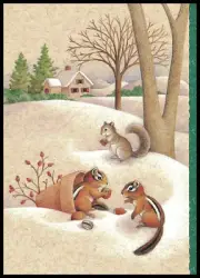 Greeting Card - Chipmunk Squirrel - Christmas 0791