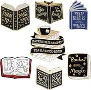 [QINIZX] 7 Pieces Cartoon Books Enamel Pins Magic Book Badge Cute Brooch Student Lapel Pin Learning Gifts for Teacher Student Clothing Backpacks Bags Jewelry Decor, Zinc