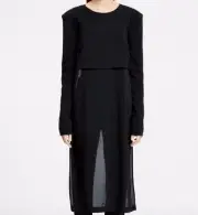 $395 NWT DKNY Sz8 LAYERING PIECE W/OPLEN CROSS OVER BACK LONG SLEEVE TOP BLACK