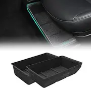 2PCS Under Seat Storage Organizer for Tesla Model Y 2020-2022,Main and Co-Pilot Passenger Hidden Tray Felt Fabric Storage Bin