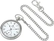 [CHARLES-HUBERT PARIS] Charles Hubert 3756-WR Men's Pocket Watch, Mechanical Hand Winding, Small Seconds, Silver