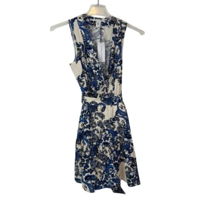 New Christian Lacroix Wrap Dress Women's Small Linen Blend Floral Sleeveless