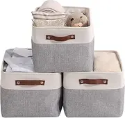 Foldable Storage Basket 3pcs, Collapsible Sturdy Cationic Fabric Storage Bin for Toy, Toy Baskets with Handles, Rectangular Baskets for Organizing Shelf Nursery Home Closet Dog(Small-3 Pack-31*21*16cm