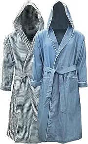 [ANDREW SCOTT] Mens 2-Pack Hooded Long Robe/Light Weight Premium Cotton Blend Woven Full Length Lounge and Bathrobe