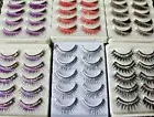 5 pr Bulk Neon Glitter Purple Bright Color False Eyelashes Fake Extensions Party