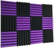 Xinglong 12 Pack Wedge Purple/Black Acoustic Soundproofing Studio Foam Tiles 2"X