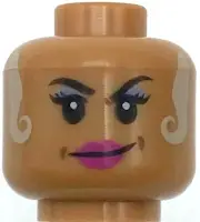 Lego New Medium Flesh Minifigure Head Female Black Eyebrows White Locks
