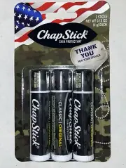 CHAPSTICK CAMO Carded Thank You For Your Service Classic Original Flavor 3 Pack