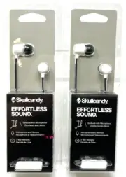 (2) Skullcandy Jib Earbuds w/ Microphone Sealed White & Black S2DUYK