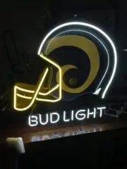 Los Angeles Rams Helmet Beer Logo 20" Neon Sign Lamp Light Bar Decor Show Room