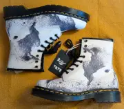 Dr. Martens x Tate 1460 Decalcomania Leather Lace-Up Combat Boots NEW UK 4 B&W