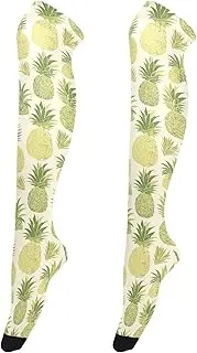 [FRODOTGV] Green Pineapples Women Soft Thigh High Socks Elastic Extra Long Knee Boot Stockings for Women Over Knee Baseball Socks, Green Pineapples
