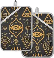 PDZRMY Ancient Symbol Myth Pot Holders for Kitchen Heat Resistant Pot Holders Sets Oven Hot Pads Trivet for Cooking Baking 2 Piece Set 7” x 9.8”