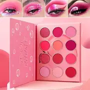 [Afflano] Pink Eyeshadow Palette Makeup ,Pigmented Blendable Purple Peach Pink Shades Eye Shadow Pallet Matte Shimmer Cream,Bright Violet Small Cute Eye Tone Palette 12 Color,for Girl/Women/Mother's Gift