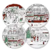 Epoch by Noritake Le Restaurant Xmas Cake Plate, Set of 4 - 20cm Red/Green/Black