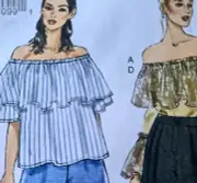 Off Shoulder Peasant Blouse Poet Sleeve Wide Leg Pants Vogue 9257 Sewing Pattern