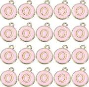 [GLOKUUCA] Alphabet O Letter Charm - 50 Packs Double Sided Enamel Initial Alphabet Pendant Fits for Jewelry Making Bracelets Necklace - Metal Round Charm - 12mm/0.5 Inch Pink, 0.5 inch