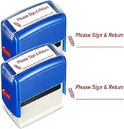 XunYee 2 Pcs Rectangular Please Sign & Return Stamp Teacher Stamp Self Inking Refillable Sign Return Stamps for Teacher Parent School Classroom Business Office, Red Ink
