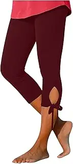 [Generic] Capris for Women High Waist Yoga Pants Comfy Stretchy Compression Pants, Wine-f, 3XL