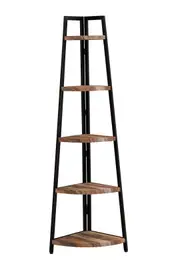 IHOMDEC 5 Tier Industrial Style A-Shaped Corner Bookcase Retro Brown