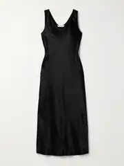[Max Mara] Max Mara - Talete Paneled Satin-jersey Midi Dress - Black - UK 16 UK 16 Black