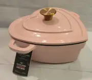 Smith & Clark Ironworks Pink Heart Shape 3-Quart Enameled Cast Iron Dutch Oven