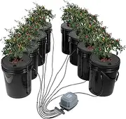 VEVOR DWC Hydroponics Grow System, Hydroponic Growing System, Deep Water Culture 5-Gallon 8 Buckets, DWC System with Air Pump, Air Stones and Water Level Device for Leafy Vegetables