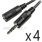 4 Pack Lot - 6ft 3.5mm Stereo Audio Extension Cable Male to Female M/F MP3 1/8"