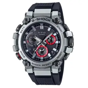 【CASIO 卡西歐】G-SHOCK MT-G 碳纖維核心 太陽能藍芽電波手錶 銀X紅 MTG-B3000-1A_50.9mm