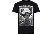 Black Panther Mens Linocut T-Shirt (Black) - UTTV530
