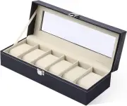 6 Grids Watch Box PU Leather Watch Case Holder Organizer Storage Box for Quartz