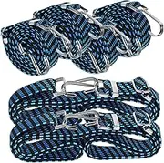 Zerodeko 6 Pcs Heavy Duty Extra Long Bungee Cords with Adjustable Hooks Elastic Straps for Securing Luggage Camping Gear and Outdoor Activities with Metal Buckle