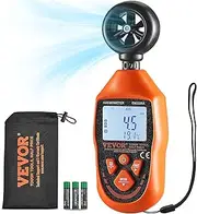 VEVOR Handheld Anemometer, -10℃ to 45℃, Digital Wind Speed Meter Gauge with LED Backlight Screen, Measures Wind Velocity Wind Temperature Air Flow Wind Chill, for Sailing Surfing Drone Flying HVAC
